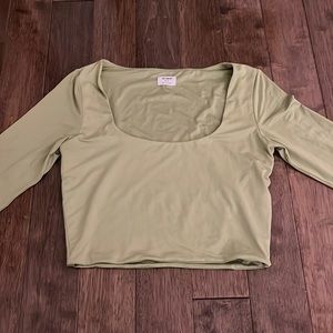 Wide Neck Green Cotton On Long Sleeve